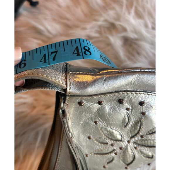 Velez Women's Weare Leather Gold Glitter Evening Tasseled Crossbody‎ Handbag - Picture 10 of 12